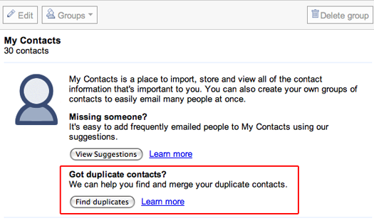 Gmail adds “merge all duplicate contacts” button. Works wonderfully.