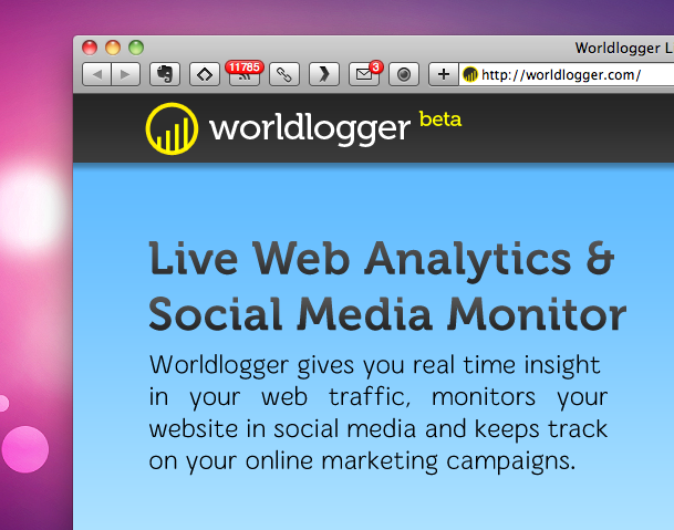 Worldlogger brings social media stats to your real-time analytics.