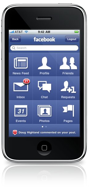 Facebook for iPhone Updated for iOS4. Includes fast app switching.