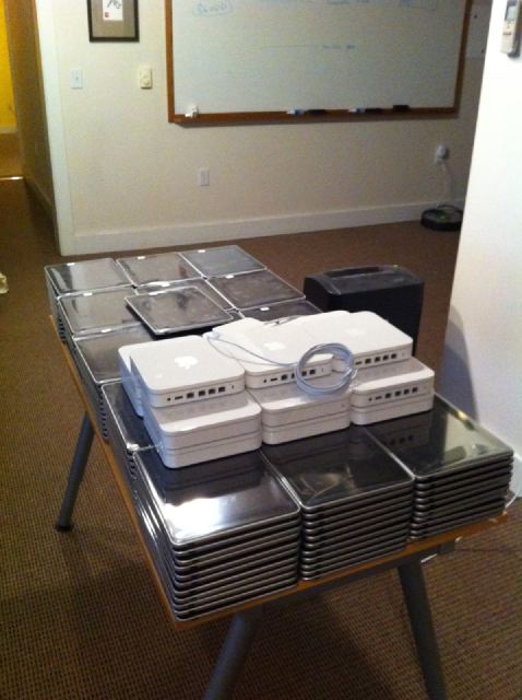 166 iPads on a table, 166 iPads, take one down, pass it around…