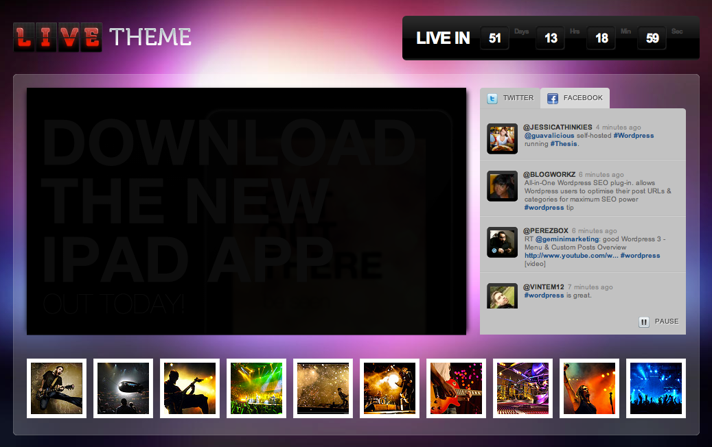 Try This: Live Theme. A seriously sexy WordPress theme for your live event