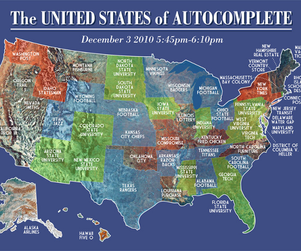 Cool US map made of Friday night Google autocompletes