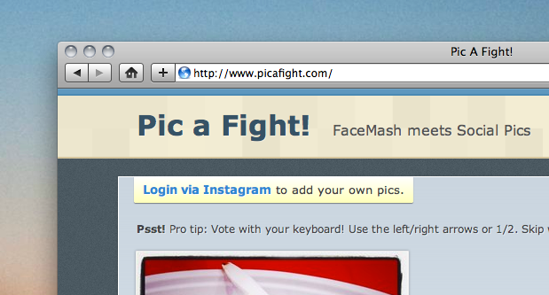 Instagram meets FaceMash in Pic A Fight
