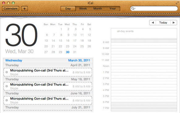 New OS X Lion developer preview reveals iCal overhaul