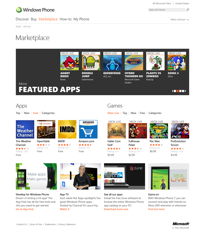 Web version of WP7 app Marketplace unveiled