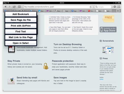 Terra, the iPad’s best web browser, adds Twitter, Facebook & Instapaper support.