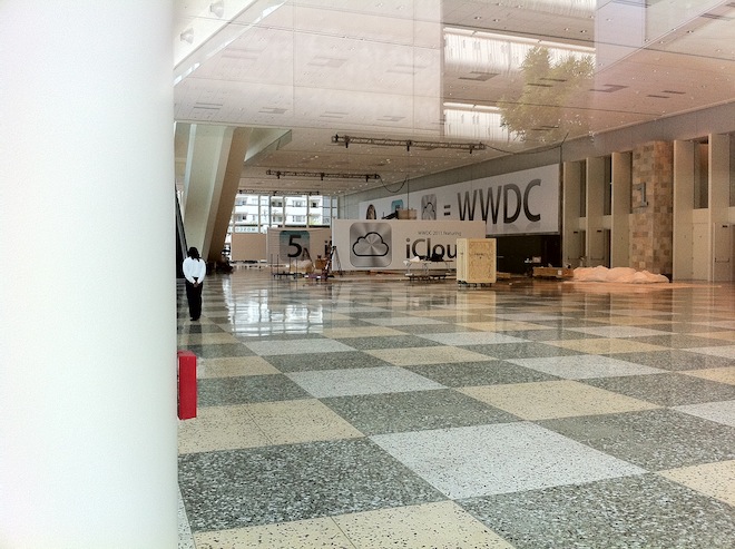 Spy shots from the setup of Apple’s WWDC.
