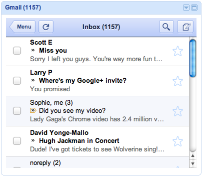 Google adapts the mobile Gmail experience to iGoogle gadget