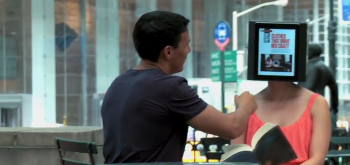 “iPad Head Girl” walks around NYC to promote Hearst’s first iPad only magazine