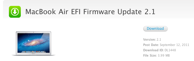 Apple drops EFI Firmware update 2.1 for MacBook Airs, preps for Thunderbolt Displays