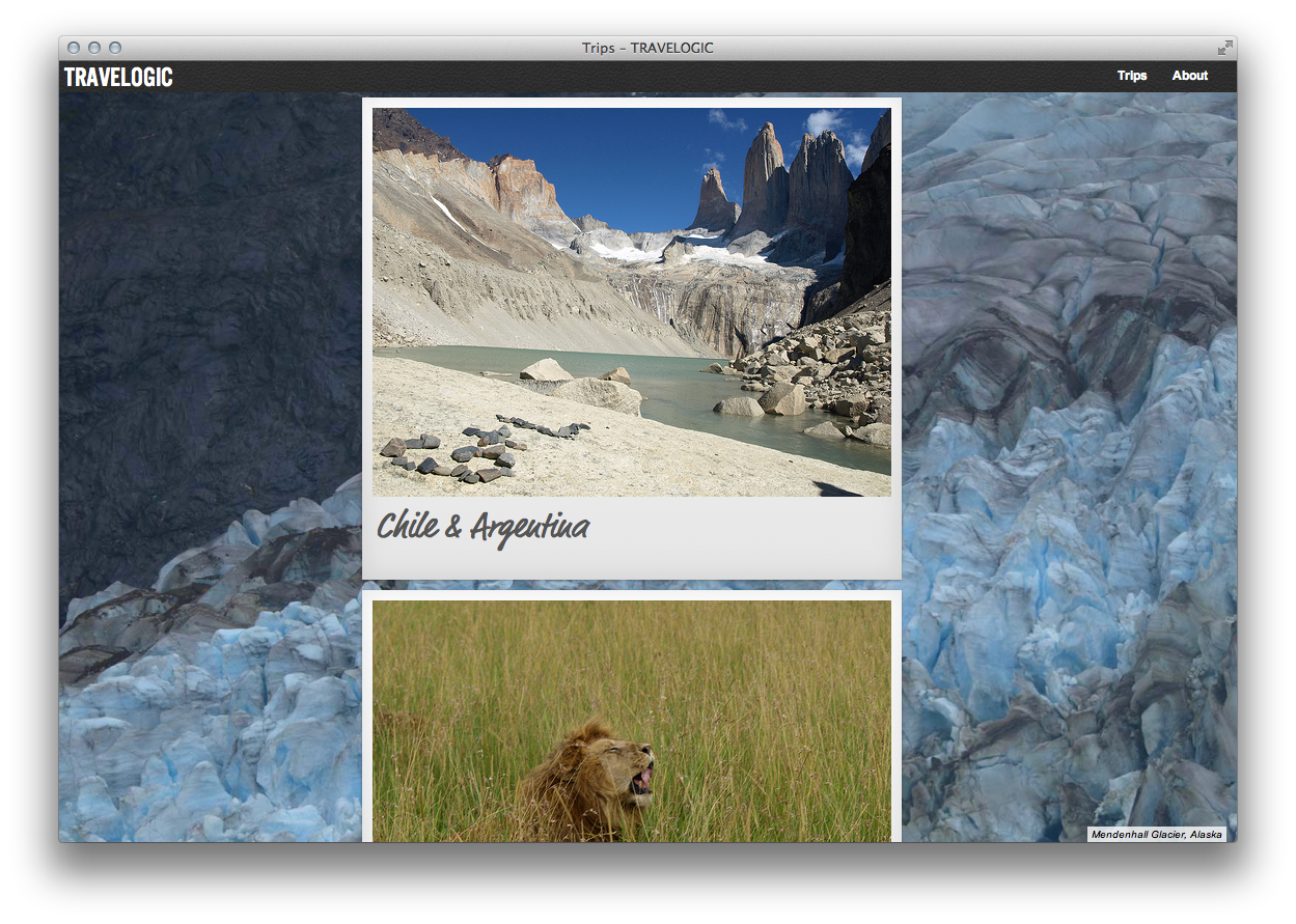 This website is a beautiful mashup of WordPress, Google Maps and photography