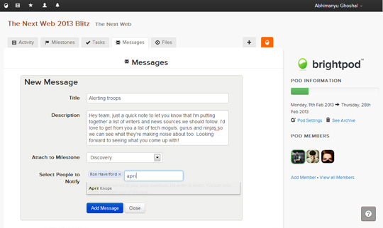 Synage Softwares Brightpod, a collaboration app for digital marketers, readies for launch Message team members and loop in clients via email Synage Softwares Brightpod, a collaboration app for digital marketers, readies for launch