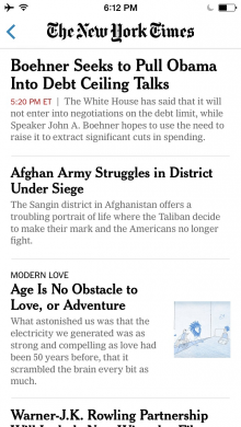 NYT iOS app