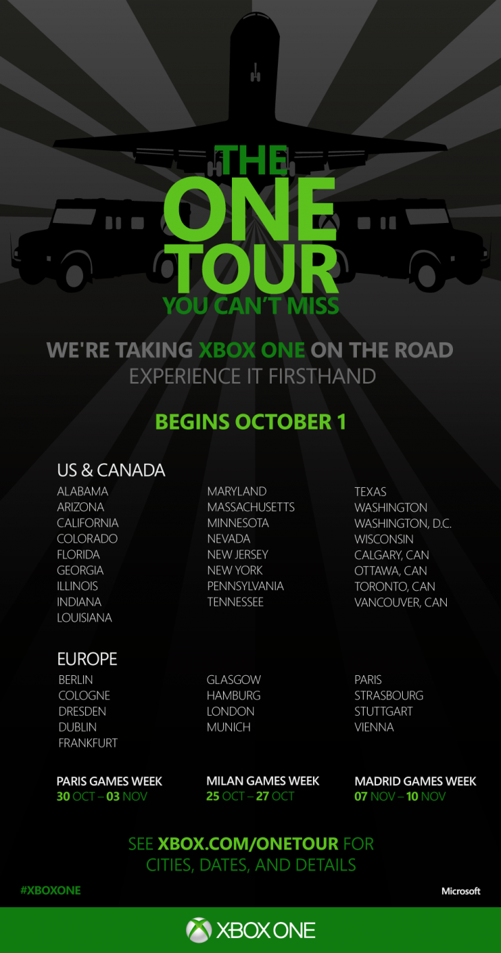 Xbox One Tour Poster 730x1389 Microsoft unveils Xbox One tour kicks off October 1, coming to over 75 cities in the US, Canada, and Europe