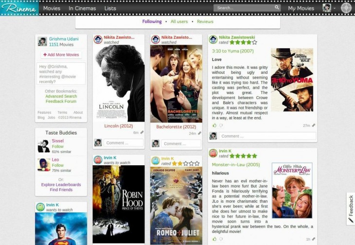 Rinema: International movie recommendations from viewers with similar tastes as you