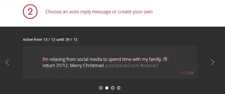 autorelaxed message 730x304 Relaxed will automatically respond to Twitter and Facebook messages on your behalf this Christmas