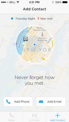 HUMIN add contact 220x390 Humin is a startup to watch with a smart, more human, way to manage your network of contacts