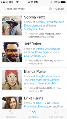 Humin is a startup to watch with a smart, more human, way to manage your network of contacts HUMIN search 220x390 Humin is a startup to watch with a smart, more human, way to manage your network of contacts