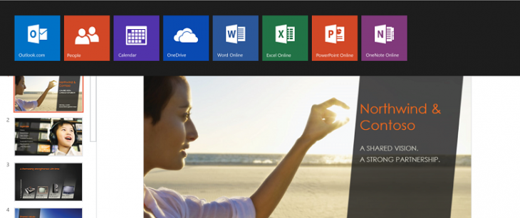 AppSwitcher Crop 780 730x307 Microsoft rebrands Office Web Apps as Office Online, and opens up access at Office.com