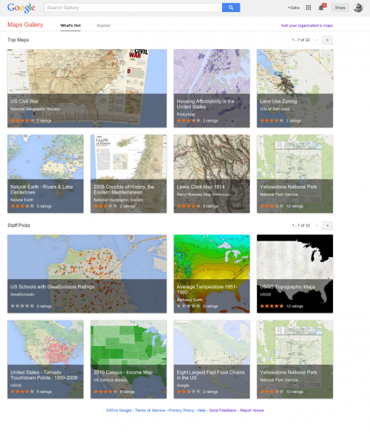 Gallery Home Page 520x618 Google launches Maps Gallery, a new digital atlas that lets you explore third party maps