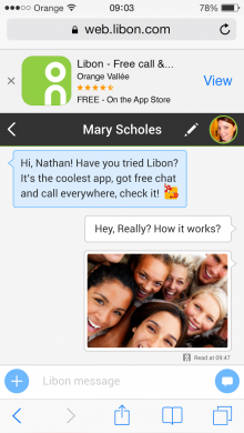 Webchat Screens 03 220x390 Orange adds a clever take on mobile messaging to its Libon app