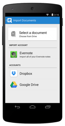 android 1 document import 220x426 Collaborative word processor Quip brings its Android app to 7 new app stores, adds new features 