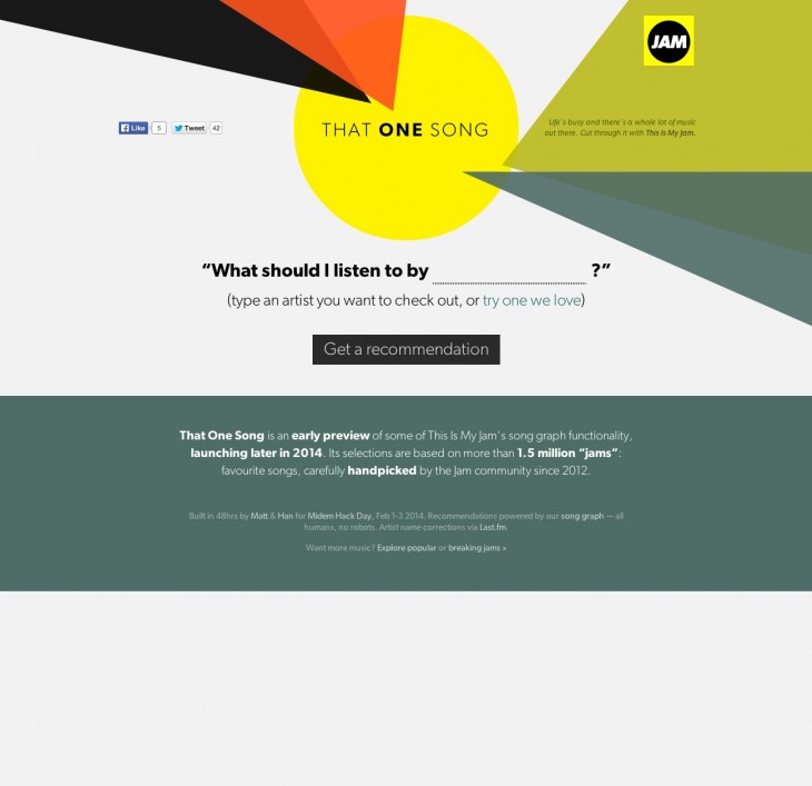 This Is My Jam quietly launches That One Song, a tool to find the best tracks by any artist resource 730x707 This Is My Jam quietly launches That One Song, a tool to find the best tracks by any artist