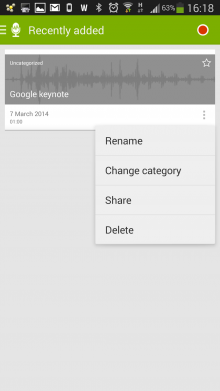 h2 220x391 Recordense for Android is a stylish recorder for annotating audio with notes