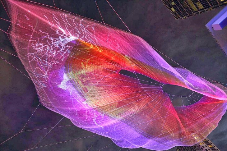 Giant Google Chrome-enhanced textile sculpture lights up Vancouver sky