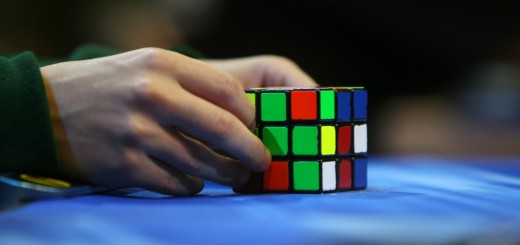 A competitor tries to solve the Rubik cu