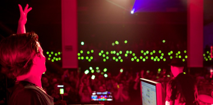 Dance music duo commandeer fans’ smartphones to create a synchronized orchestra of sound and light ...