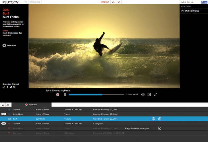 Web TV service Pluto.TV adds a DVR feature so you can save shows for later