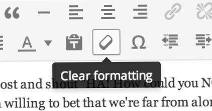 picture of clear formating button on wordpress panel