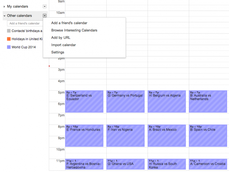 Screen Shot 2014 06 10 at 14.53.47 730x548 How to instantly get the entire World Cup schedule in your Google Calendar