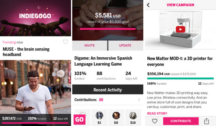 Indiegogo’s co founder on ethos, safeguards and how crowdfunding is becoming an incubator for VCs IGG IOS 730x425 Indiegogo’s co founder on ethos, safeguards and how crowdfunding is becoming an incubator for VCs