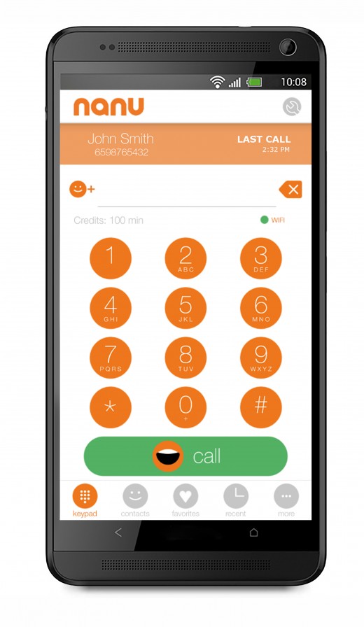 Nanu phone visual 520x896 Nanu is an Android app taking on Skype with free calls via 2G and to landlines or mobile phones