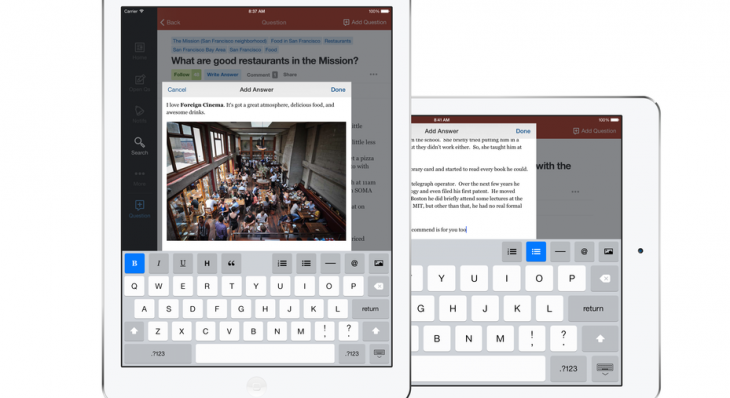 Quora releases an iPad app and a redesigned text editor