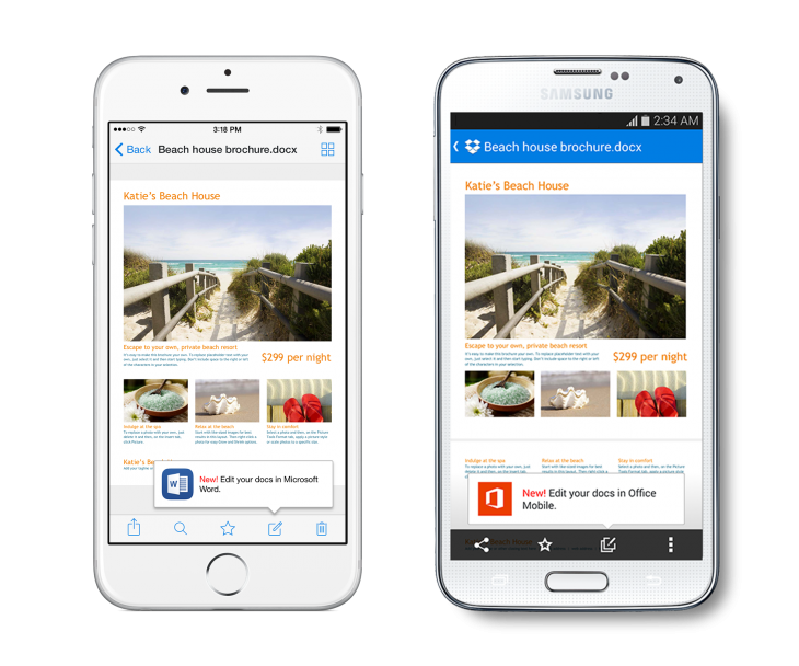 Dropbox’s integration with Microsoft’s Office apps is now live for iOS and Android devices ...