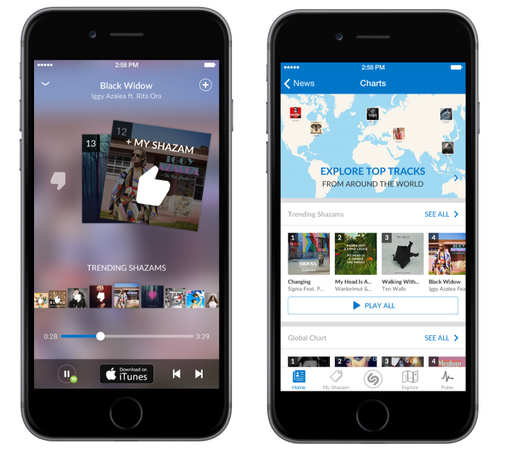 Shazam mobile update adds in-app music player, deeper Spotify integration and ‘Shazam Counts’ ...