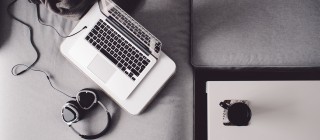 laptop headphone coffee work music