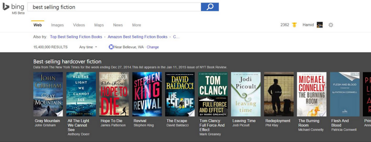 Bing adds New York Times best-sellers search to reveal great books