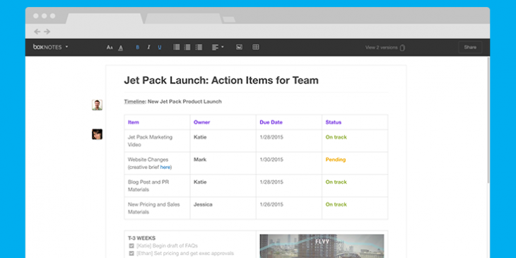 Box updates Notes with version history, tables and easier image insertion
