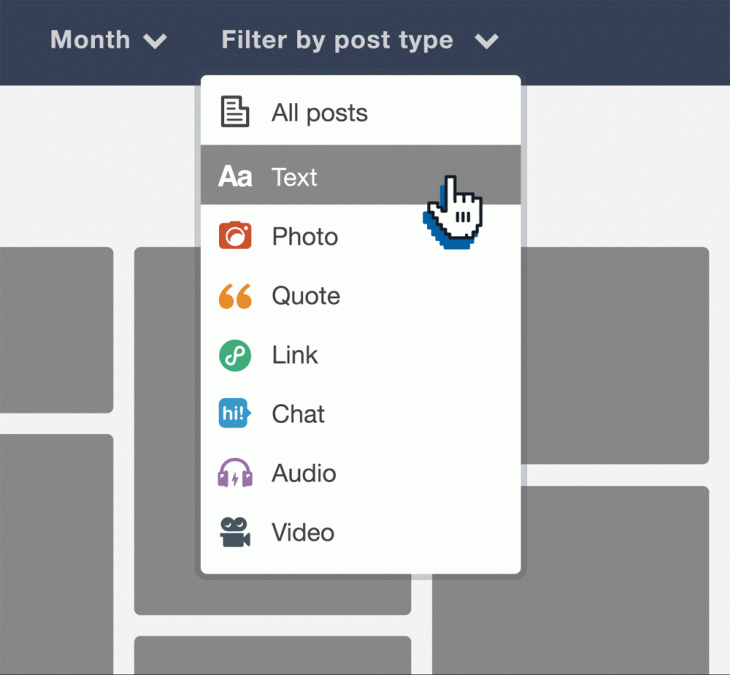 Tumblr now lets you filter post archives by content type