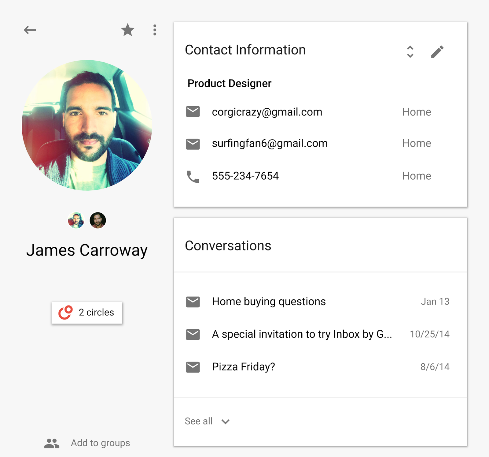 Contacts preivew 4.5 Google revamps Contacts with new design, integrates emails and meetings