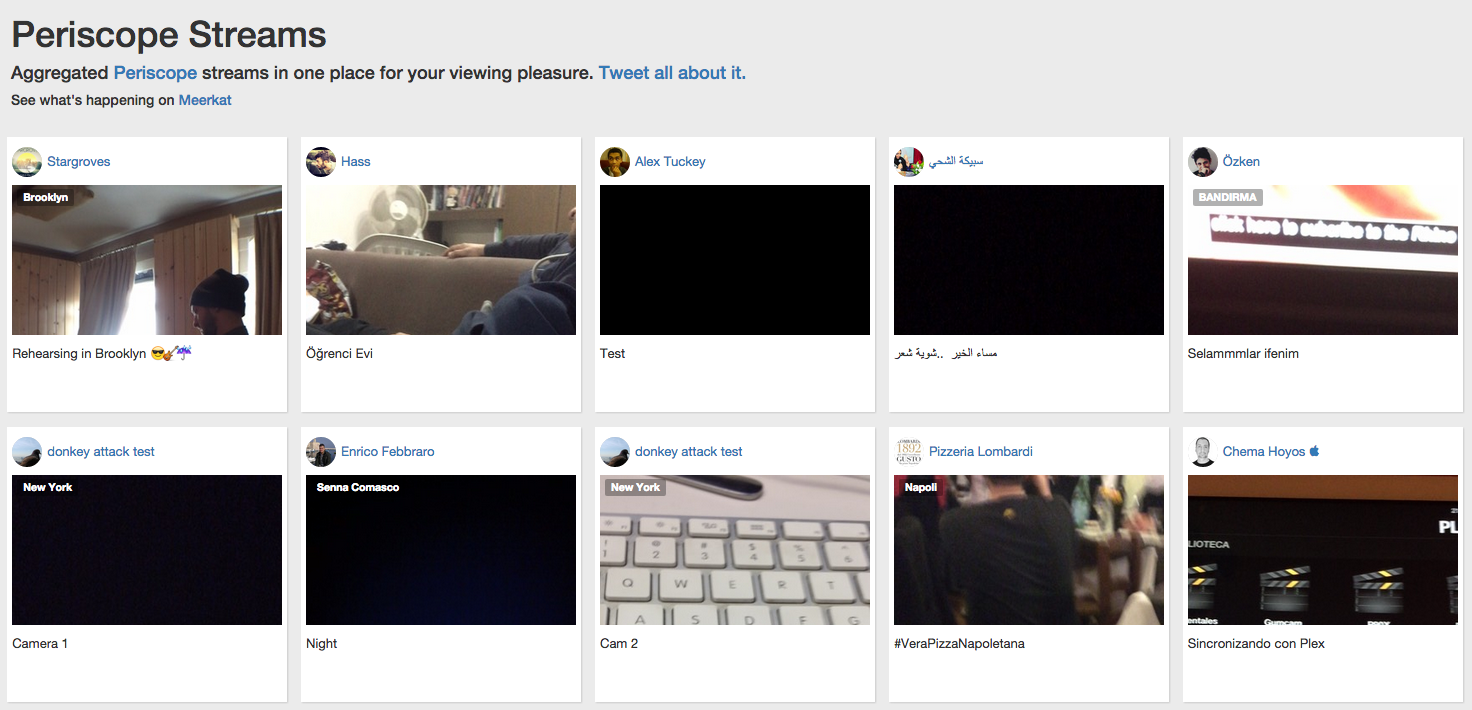 Screen Shot 2015 04 01 at 8.38.53 am This website shows you everything thats streaming on Periscope right now