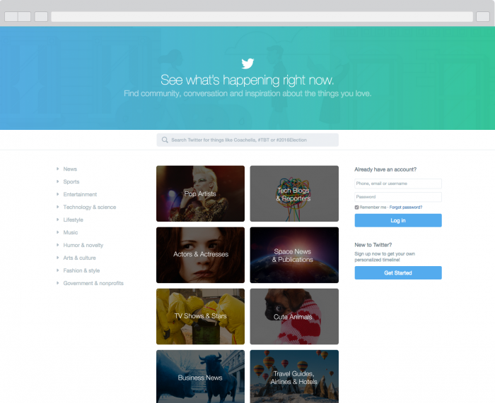 Twitter unveils a new homepage to reel in logged-out users
