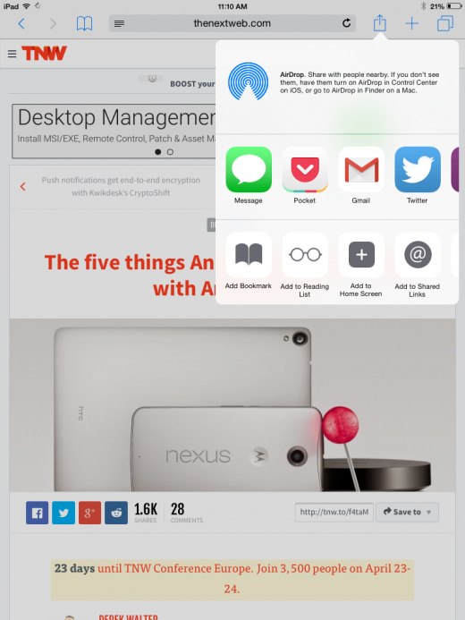 iOS sharing 520x693 Apple iOS 8 v Android 5.1   which is best?