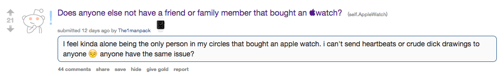 Lonely Apple Watch users get a Reddit support group for sharing heartbeats Screen Shot 2015 05 05 at 13.35.31 Lonely Apple Watch users get a Reddit support group for sharing heartbeats