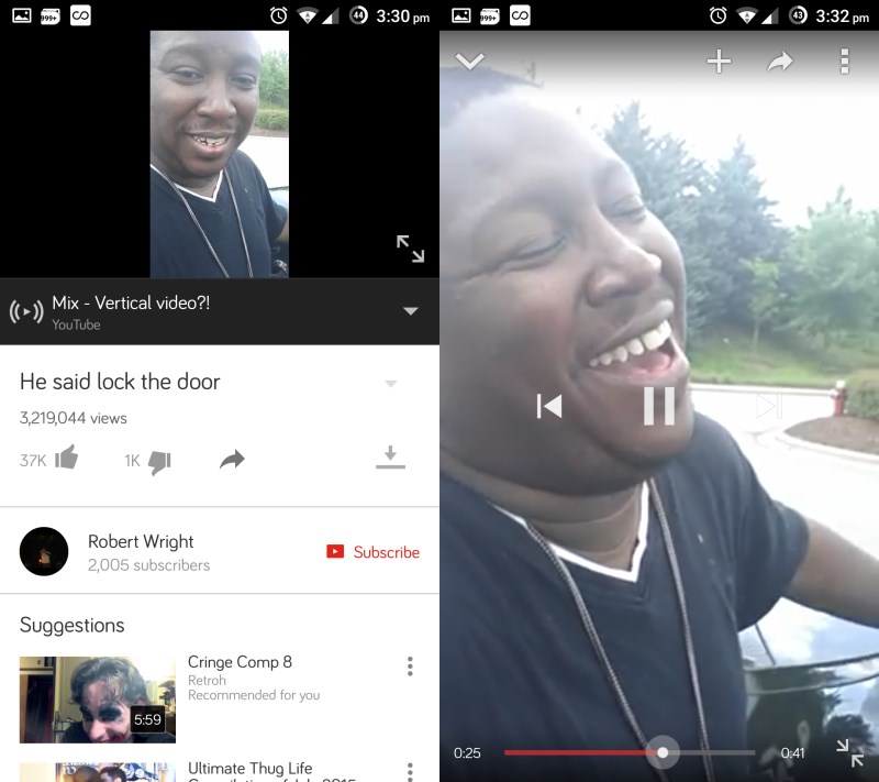 Full-screen mode for portrait videos on YouTube looks great