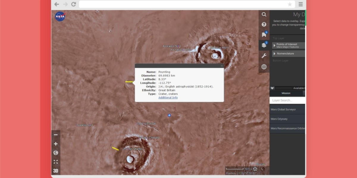 NASA Mars Trek hed
